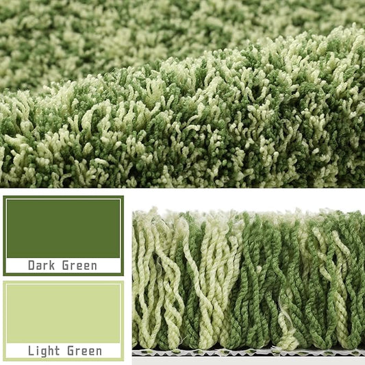 Yimobra Bathroom Rugs Non Slip Washable, Ultra Soft and Water Absorbent Bath Mats, Plush Fluffy Shower Mat Outside, Microfiber Thick Matts for Bathroom Floor/Sink, 24x17, Light Green and Dark Green
