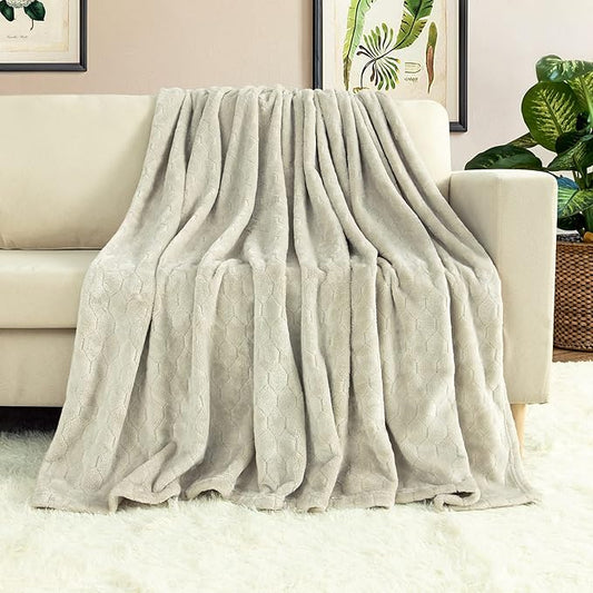 TOONOW Fleece Blanket Textured Fuzzy Plush Throw Blanket Twin Size 60" x 80", Super Soft Fluffy Bed Blanket Geometric Pattern Comfy Microfiber Flannel Blankets for Couch, Bed, Sofa, Pumice Stone