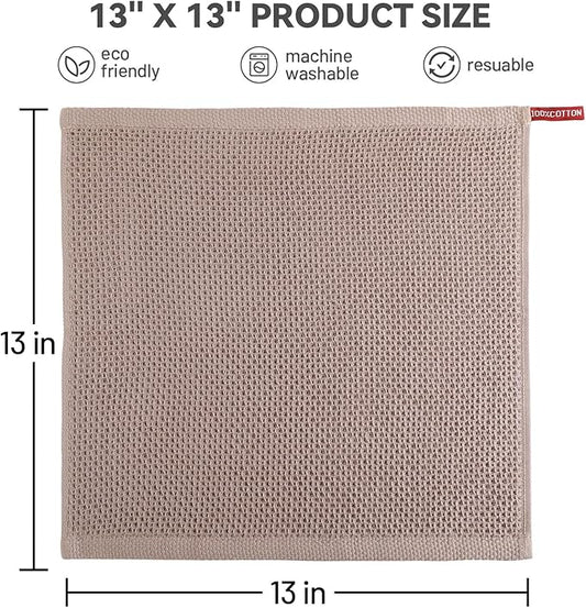 Dish Cloth for Kitchen 6 Packs Cotton Cleaning Rags in Waffle Wave, Ultra Soft Super Absorbent Dishcloth for Washing Dishes, 13” x 13” Quick Drying Reusable Dish Towels for Home Kitchen (Mixed Color)