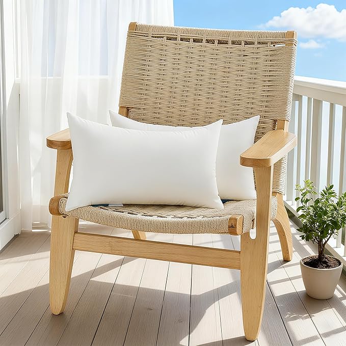 Oubonun 12x20 Waterproof Outdoor Lumbar Pillow Inserts – Set of 2 Soft & Fluffy, Water Resistant Throw Pillows for Patio, Garden, Porch, or Indoor Decorative