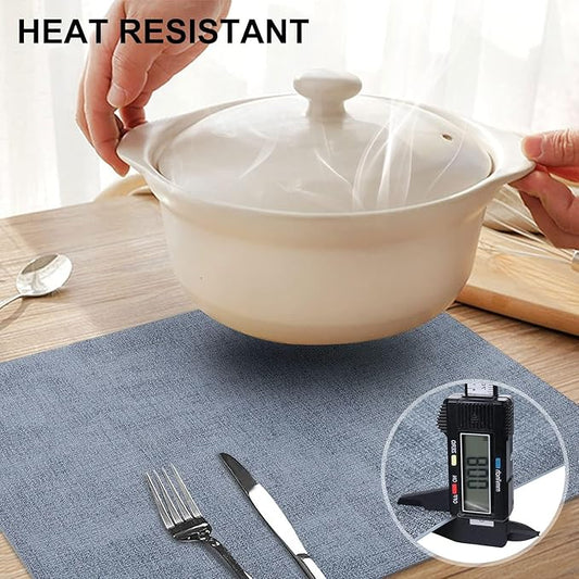 homing Faux Leather Heat Resistant Placemats 6 Packs, Waterproof Wipeable Dining PU Place Mats for Indoor & Outdoor, Easy to Clean, Denim Blue