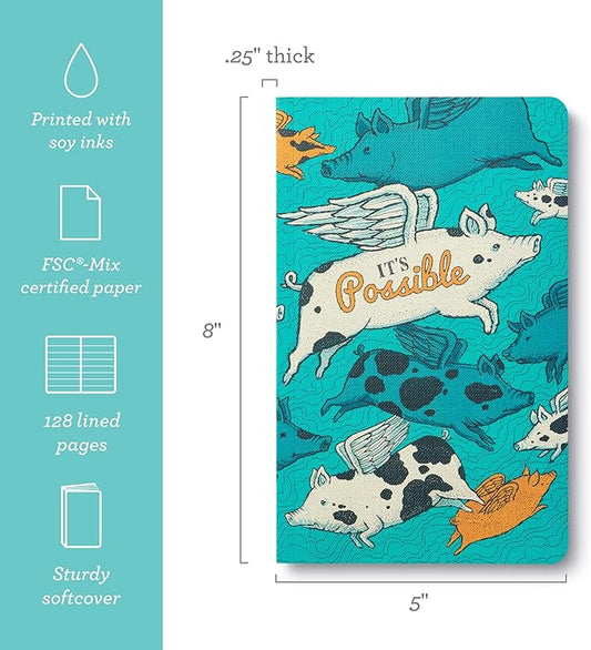 Compendium Softcover Journal - It’s Possible – A Write Now Journal with 128 Lined Pages, 5″W x 8″H