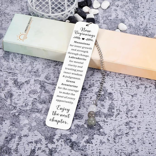 New Beginnings Gifts for Women Natural Crystals Bookmark Coworker Leaving Goodbye Farewell Gift for Women Going Away Gift for Friends Small Healing Stones Bookmark for Anxiety Relief Healing Crystals