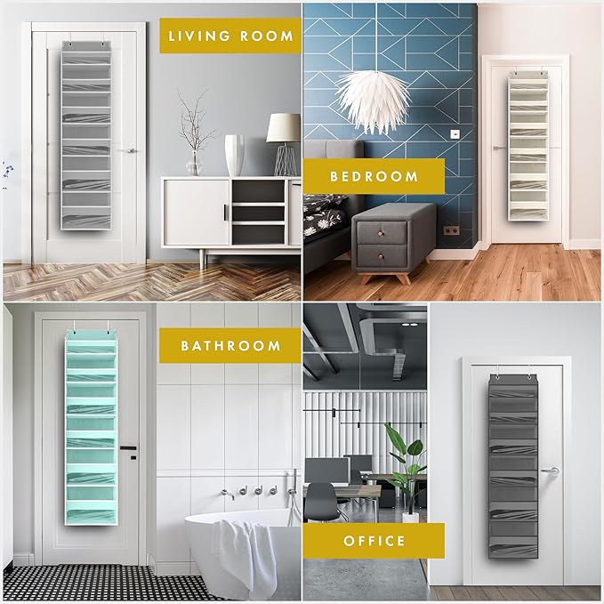 HOMELUX THEORY UPGRADED 6 Tiers Over The Door Organizer Hanging - 100D EXTRA THICK & 50lbs HUGE CAPACITY, 12 Side Mesh Pockets Over The Door Shoe Organizer, Hanging Closet Organizer (Baby Pink, 2pc)