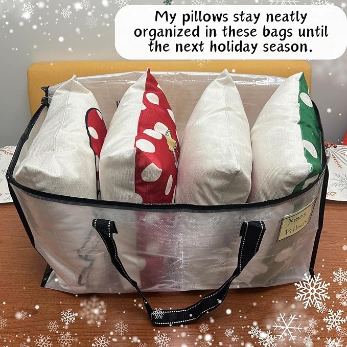 VENO 4 Pack Moving Bags, Christmas Storage Bins, Moving Boxes Alternative, Comforter and Blanket Storage Bags, College Dorm Packing Supplies, Foldable Heavy-Duty Tote (Clear, 4 Pack)