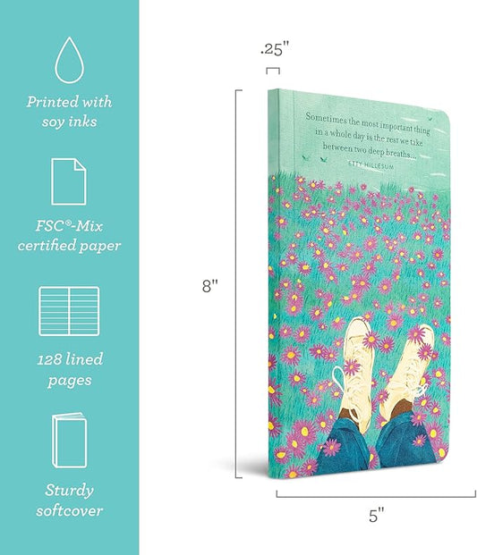 Compendium Softcover Journal - Sometimes the most important thing in a whole day is the rest we take between two deep breaths... – A Write Now Journal with 128 Lined Pages, 5”W x 8”H