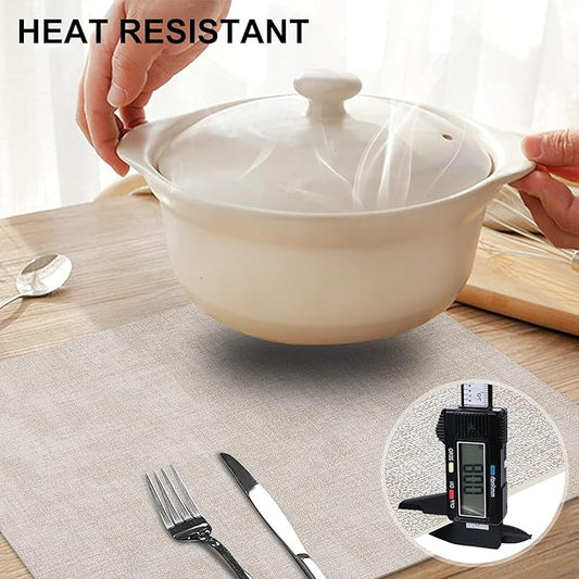 homing Faux Leather Heat Resistant Placemats 12 Packs, Waterproof Wipeable Dining PU Place Mats for Indoor & Outdoor, Easy to Clean, Beige