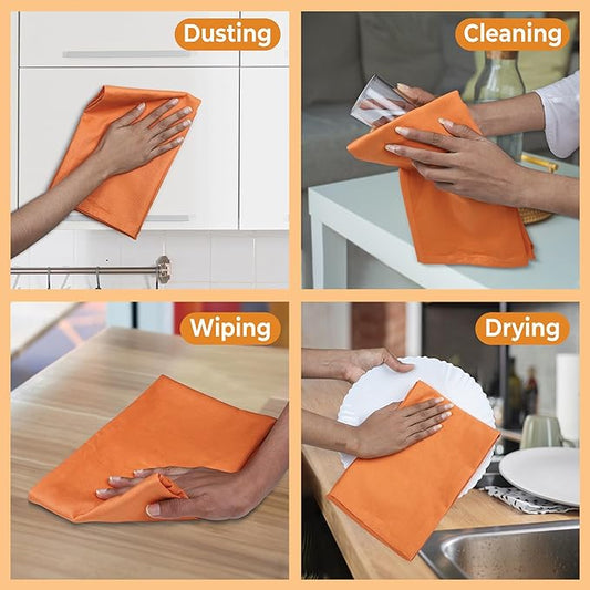 Urban Villa Kitchen Towels 100% Cotton Dish Towels for Kitchen(Set of 6)20”x30” Dish Cloths Highly Absorbent Kitchen Linen Set with Hanging Loop Perfect for Drying Dishes Cleaning Hand Towels – Orange