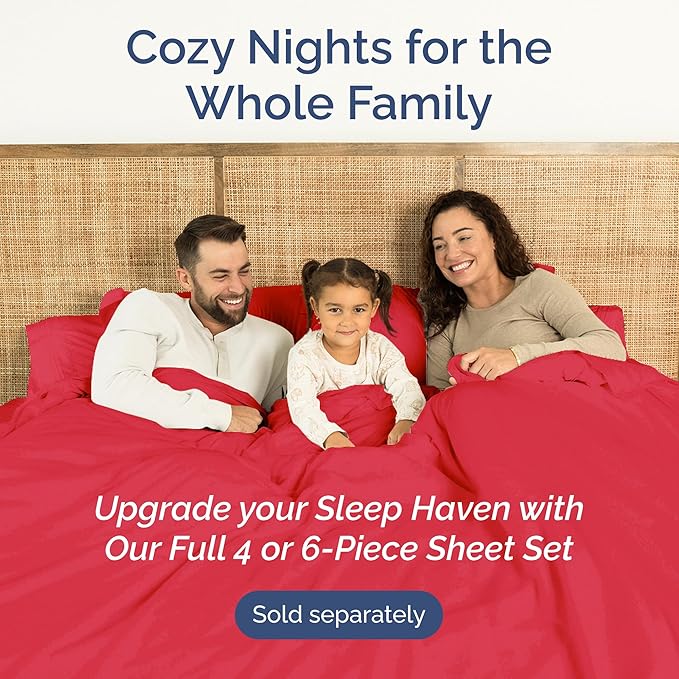 King Size Flat Sheet - Hotel Quality Top Flat Bed Sheet Only - Ultra-Soft, Comfy, Breathable & Cooling - Fade & Wrinkle Free - Easy-Care, Stain & Shrink Resistant Bedding - Easy-Fit & Oeko-Tex - Red