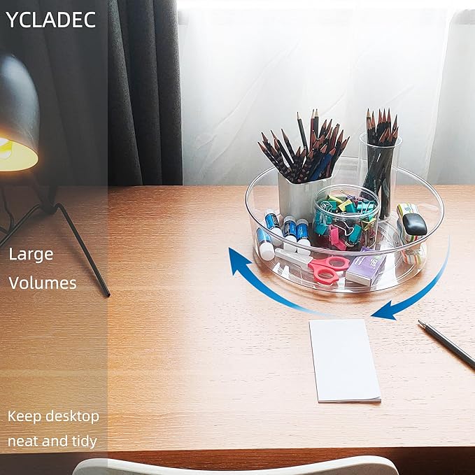 YCLADEC 4 Pack Lazy Susan 11.5" Inch Turntable Organizer Organization Storage Container Bins Spice Rack Cabinet Rotating Condiment for Pantry Countertop Kitchen Vanity Bathroom Jewelry Holder Clear