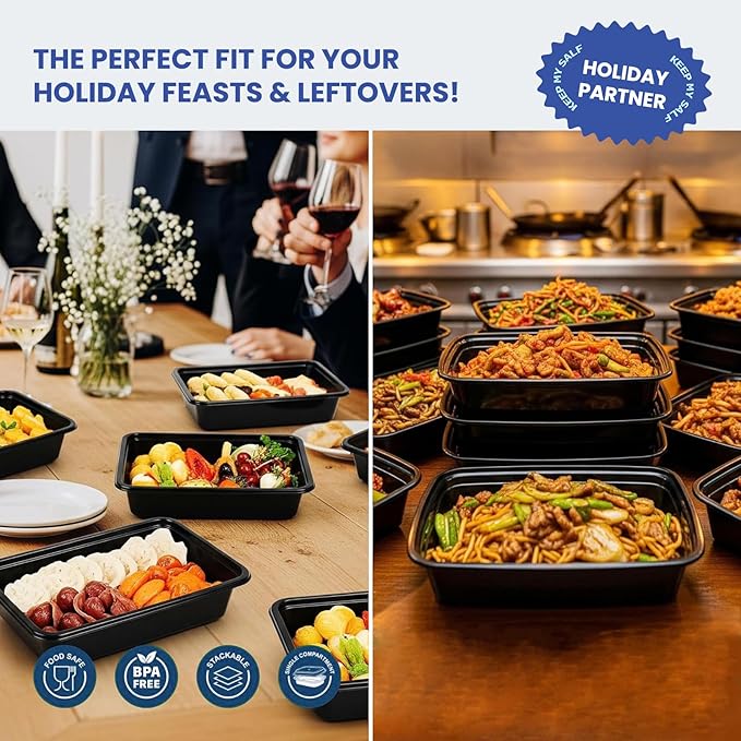 Eco Maicoco 50 Pack 32 oz Meal Prep Containers Reusable BPA Free, Plastic Food Storage Containers with Lids, Leakproof Airtight To-Go Food Containers, Microwave & Freezer Safe