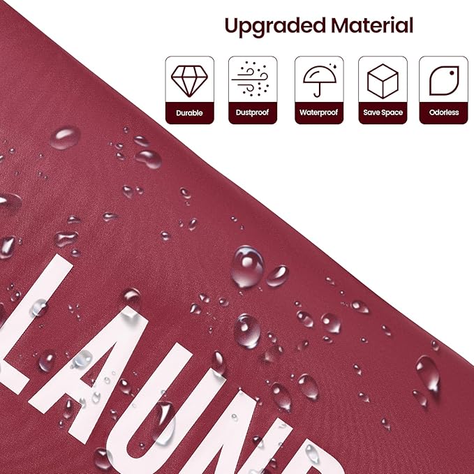 Miss Promation 90L Large Laundry Basket,Collapsible Laundry Basket Easy Storage,Waterproof Laundry Hamper,Clothes Hamper Stands Up Well (Red, M)