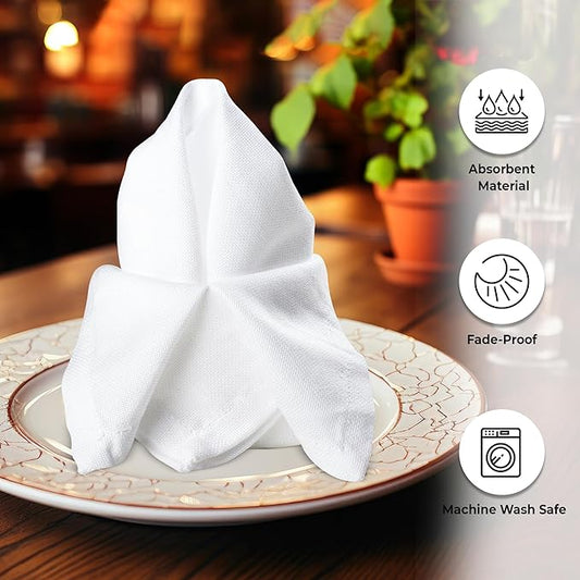 Urban Villa Cloth Napkins White Dinner Napkins Set of 10(20x20)100% Cotton Absorbent Washable Durable Reusable Cloth Napkins Ideal for Hotel Collection Farmhouse Party Thanksgiving Fall Dinner Napkins