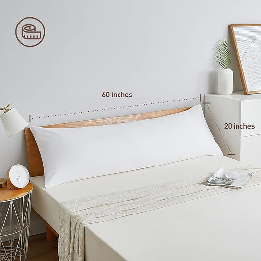Acanva Premium Large Adults and Pregnancy Fluffy Bed Sleeping Side Sleeper Body Pillow Insert, 20” x 60” (Pack of 1), White