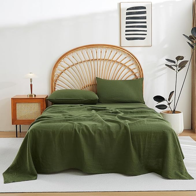 100% French Linen Pillowcase Set of 2, Breathable Envelope Closure Soft Linen Pillow Cover,Soft Luxury Hotel & Home Use, Gift