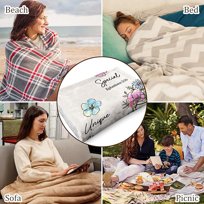 Christian Gifts for Women, Christian Blanket with Flowers, Birthday Gifts for Women, Religious Gifts for Sister, Mother in Law, Daughter, Mom, Siseter in Law, Soft Throw Blankets 50''x 60''