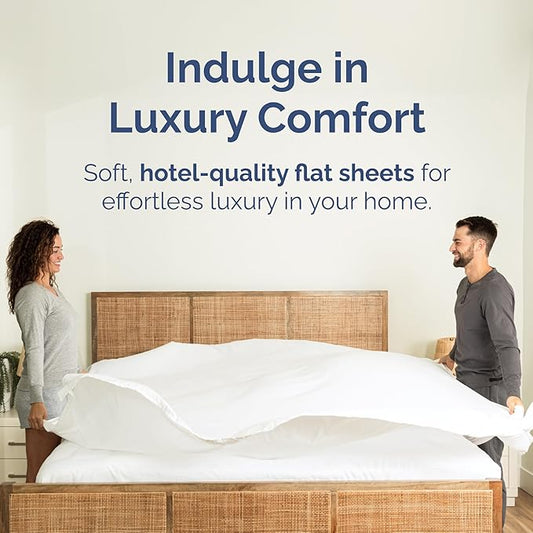 Twin Size Flat Sheet - Hotel Quality Top Flat Bed Sheet Only - Ultra-Soft, Comfy, Breathable & Cooling - Fade & Wrinkle Free - Easy-Care, Stain & Shrink Resistant Bedding - Easy-Fit & Oeko-Tex - White