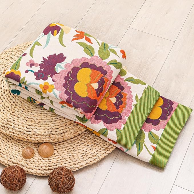 Boho Throw Blanket for Bed Couch 100% Cotton Ultra Soft Large Rustic Quilt King Blanket,Bird Floral Printed Farmhouse Bed Blankets 90"×98", Decorative Reversible Muslin Bed Cover for All Seasons