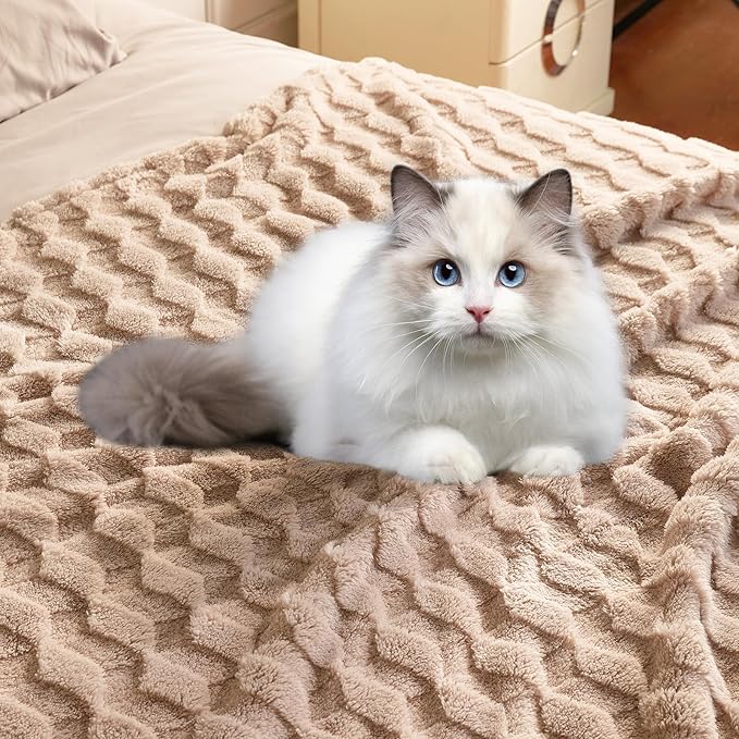 BYKOSY Checkered Fleece Throw Blankets-Cozy Fluffy Soft Lightweight Luxury Blanket for Travel, Sofa, Couch, Bed & Car, Gifts for Teen Girls, Women and Men, Home and Dorm Decor, Beige, 50" x 70"