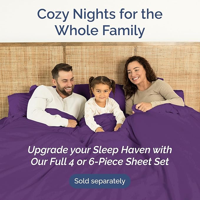 Cal King Size Flat Sheet - Hotel Quality Top Flat Bed Sheet Only - Ultra-Soft, Breathable & Cooling - Fade & Wrinkle Free - Easy-Care, Stain & Shrink Resistant Bedding - Easy-Fit & Oeko-Tex - Purple