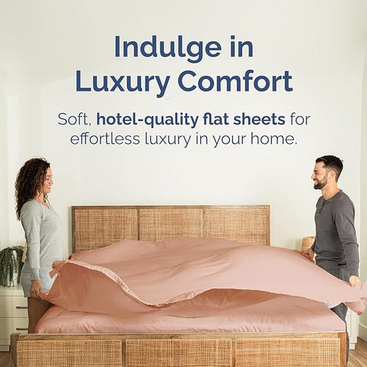 Cal King Size Flat Sheet - Hotel Quality Top Flat Bed Sheet Only - Ultra-Soft, Breathable & Cooling - Fade & Wrinkle Free - Easy-Care, Stain & Shrink Resistant Bedding - Easy-Fit & Oeko-Tex - Mauve
