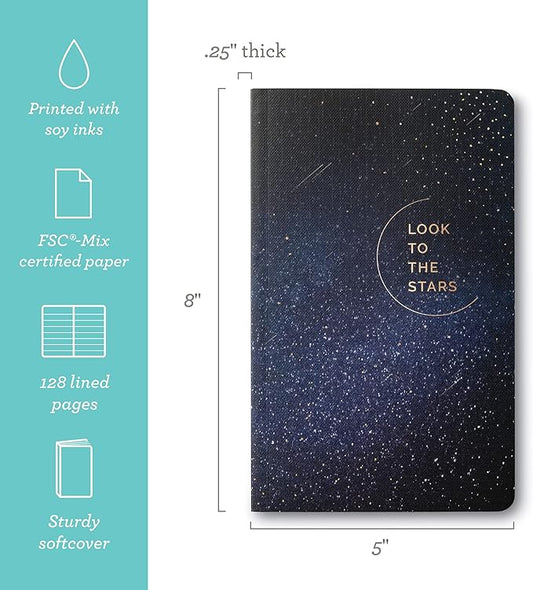 Compendium Softcover Journal - Look to the Stars – A Write Now Journal with 128 Lined Pages, 5”W x 8”H