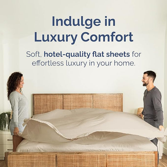 King Size Flat Sheet - Hotel Quality Top Flat Bed Sheet Only - Ultra-Soft, Comfy, Breathable & Cooling - Fade & Wrinkle Free - Easy-Care, Stain & Shrink Resistant Bedding - Easy-Fit & Oeko-Tex - Wheat