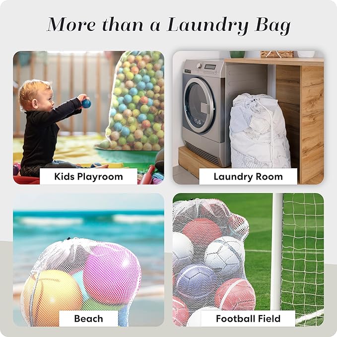 Handy Laundry Mesh XL Laundry Bags - Durable, Machine Washable with Secure Drawstring Closure - Perfect for College Dorms, Laundromats, Apartments (White, 2-Pack)