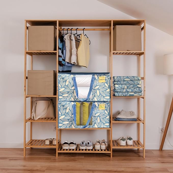 VENO 6 Pack Moving Bags, Storage Bins with lids, Packing Supplies for College, Alternative to Moving Boxes, Foldable, Heavy-Duty Tote (Spring Breeze, 6 Pack)