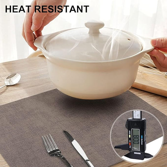 homing Faux Leather Heat Resistant Placemats 8 Packs, Waterproof Wipeable Dining PU Place Mats for Indoor & Outdoor, Easy to Clean, Brown