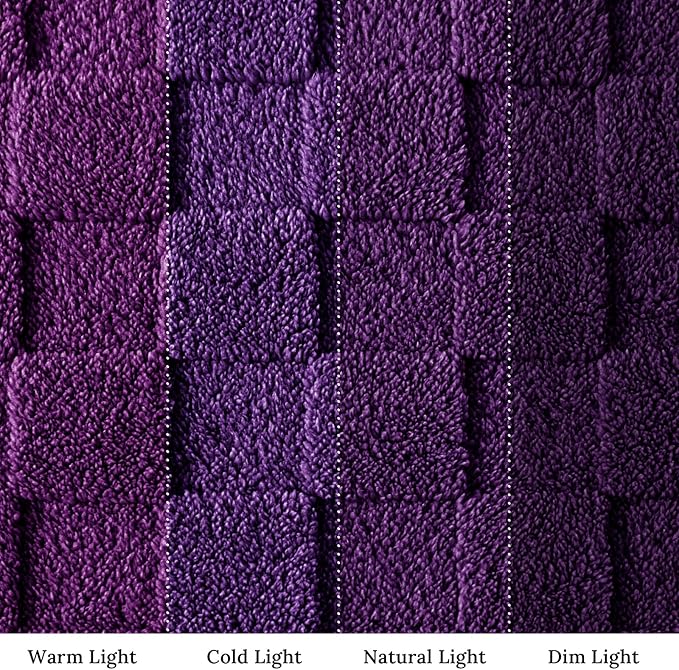 Exclusivo Mezcla Fleece Throw Blanket for Couch,Super Soft and Warm Lightweight Checkered Pattern Blankets for All Seasons,50x60 Inches, Purple