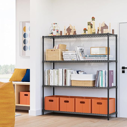 M MZG 4 Tiers Storage Shelves Load 2640LBS, Metal Shelving Wire Metal Shelving Unit Shelves for Storage Adjustable Garage Shelving for Pantry Kitchen Garage Black 17.7" D x 59.1" W x 70.4" H