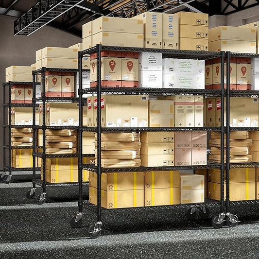 M MZG Garage Shelving 5 Tier Industrial Metal Shelving Units for Commercial, Basement, Pantry, Warehouse, School, Black Heavy Duty Easy Assembly 23.6" D x 53.2" W x 73.6" H