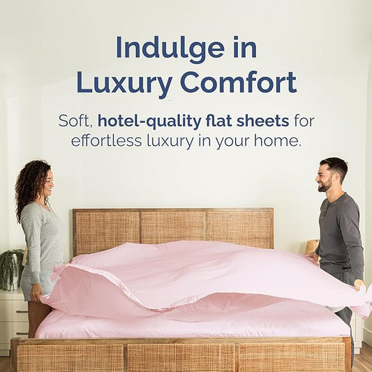 Queen Size Flat Sheet - Hotel Quality Top Flat Bed Sheet Only - Ultra-Soft, Comfy, Breathable & Cooling - Fade & Wrinkle Free - Easy-Care, Stain & Shrink Resistant Bedding - Oeko-Tex - Lavender Pink