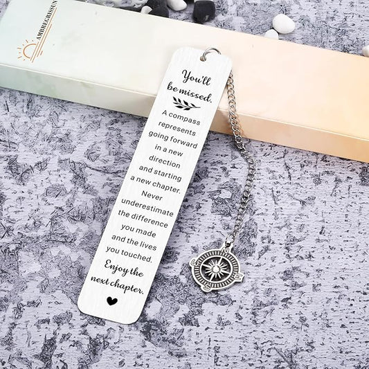Farewell Gifts for Coworkers, You Will Be Missed Compass Bookmark, Leaving Goodbye Going Away Gifts for Coworker Women Best Friends Her Manager Boss Teacher, Retirement New Job Gift for Woman