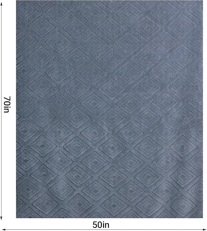 BYKOSY Geometric 50x70 Inch Flannel Jacquard Throw Blanket- Soft & Cozy Luxurious Blankets for Couch, Bed, Sofa, Travel,Home and Dorm Decor,Housewarming Gift for Women & Men,Dark Grey