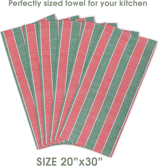 Urban Villa Kitchen Towels Set of 6 Christmas Kitchen Towels 20X30 Inches 100% Cotton Highly Absorbent Kitchen Towels Premium Quality Ultra Soft Mitered Corners KitchenTowels
