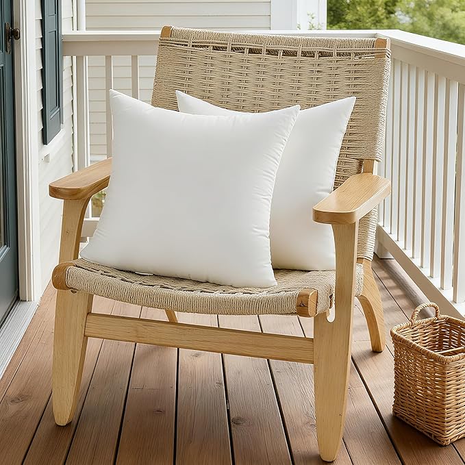 Oubonun 26x26 Waterproof Outdoor Pillow Inserts – Set of 2 Soft & Fluffy, Water Resistant Throw Pillows for Patio, Garden, Porch, or Indoor Decorative