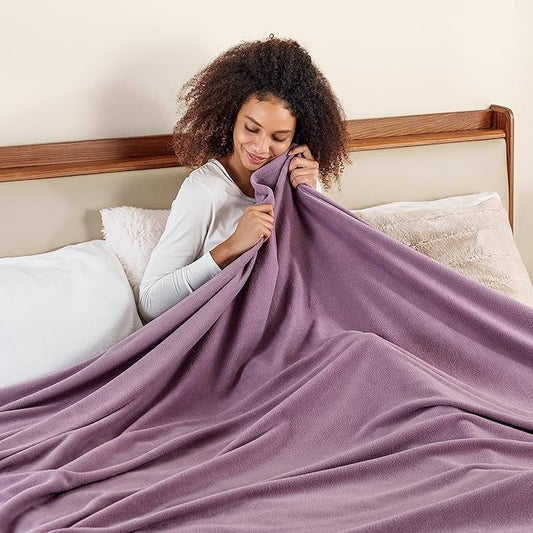 Berkshire Blanket Microfleece King Size Bed Blanket Lavender, Lightweight Soft Breathable Plush Micro Fleece Blanket for Bed Couch Sofa, 90x108 Inches