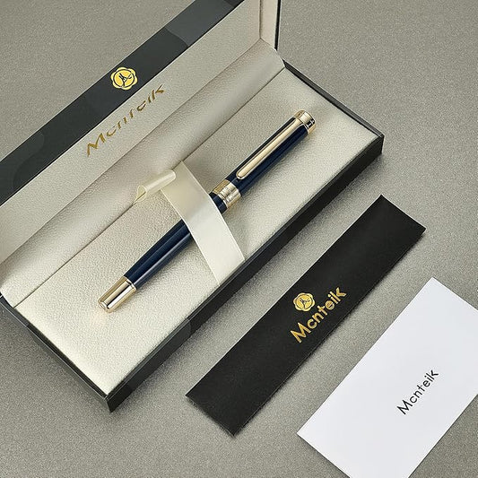 Blue Lacquer Rollerball Pen - Stunning Luxury Pen, 24K Gold Plating, Schmidt Refill, Precision Flow Ink, Fancy Roller Ball Gift Set for Men & Women, Professional, Executive Office, Nice Pens
