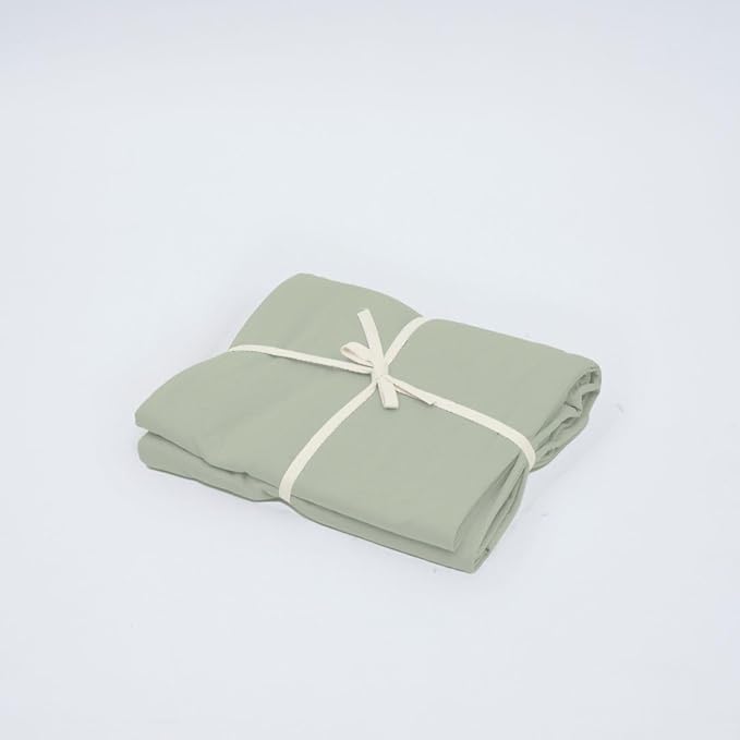 100% Cotton Flat Top Sheet Only - T-Shirt Fabric Jersey Knit - Extra Soft - Wrinkle Free - Machine Washable - Easy Fit - Breathable - Comfy (Mineral Green, Twin)