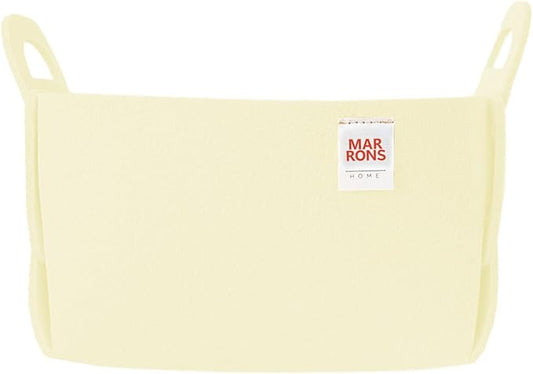 Collapsible Vanilla Felt Storage Bin Small 7.1"x5.1"x5.1" – Foldable Basket with Handles for Closet, Toy Storage, Laundry Room Organization, Decorative Storage Baskets for Shelves Storage