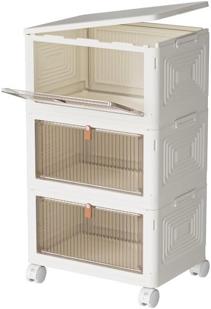 YFXCVSL 23Qt Plastic Storage Bins with Lids 3 Tier, Stackable for Storage, Boxes Lids, Containers, Multifunctional Folding Bedroom, Living Room, Study, Toy White