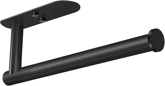 VAEHOLD Adhesive Paper Towel Holder Under Cabinet Wall Mount for Kitchen Paper Towel, Black Paper Towel Roll Holder Stick to Wall, Stainless Steel（Black）
