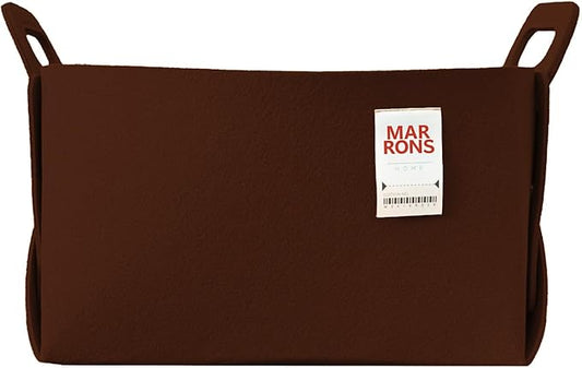 Collapsible Chocobrown Felt Storage Bin Large 14.6"x9.4"x9.4" – Foldable Basket with Handles for Closet, Laundry Room Organization, Toy Storage, Decorative Storage Bins for Shelves Storage