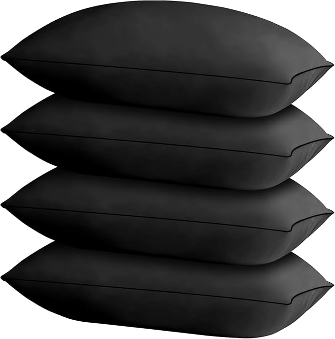 HIMOON Bed Pillows for Sleeping 4 Pack,King Size Cooling Pillows Set of 4,Top-end Microfiber Cover for Side Stomach Back Sleepers(Black)