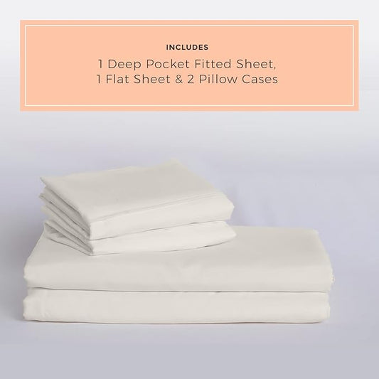 PeachSkinSheets Vanilla Bean Sheet Set - 1500tc Level of Softness - Extra Soft Cooling Sheets for Hot Sleepers and Night Sweats - Split Head King Size (36" Split)