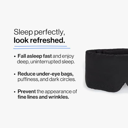 Dore & Rose Deep Sleep Mask Light Blocking, 23 Momme Mulberry Silk Eye Mask, Ultra Soft, Adjustable - Travel Sleeping Mask for Men & Women - Black