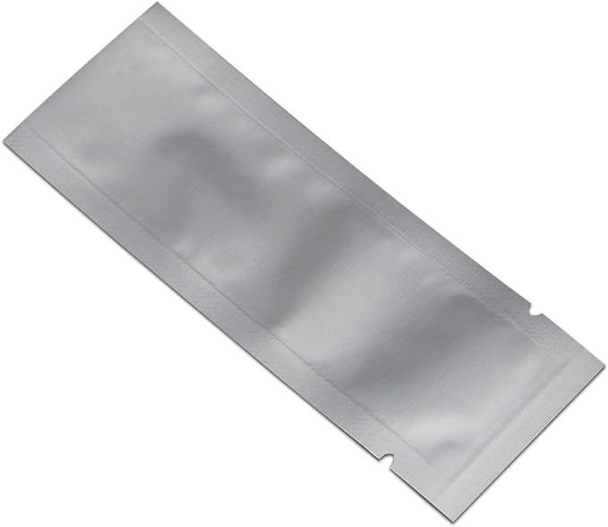 PABCK 100 Pcs 1.38x3.94 inch (Inside Size 0.98x3.54 inch) Coffee Food Storage Heat Sealable 3.34mil Mylar Pure Foil Bag Vacuum Pouch for Sampling Packaging Aluminum Foil Package