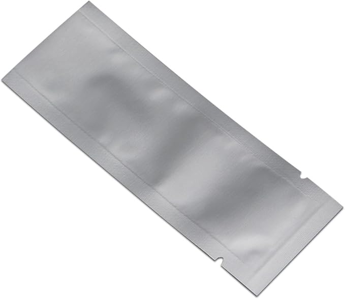 PABCK 100 Pcs 2.55x6.7 inch (Inside Size 2.15x6.3 inch) Coffee Food Storage Heat Sealable 3.34mil Mylar Pure Foil Bag Vacuum Pouch for Sampling Packaging Aluminum Foil Package